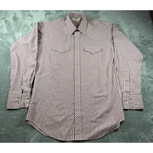 Vtg Ruddock Bros Mens 15.5‎ 34 Western Snap Shirt USA Made Striped